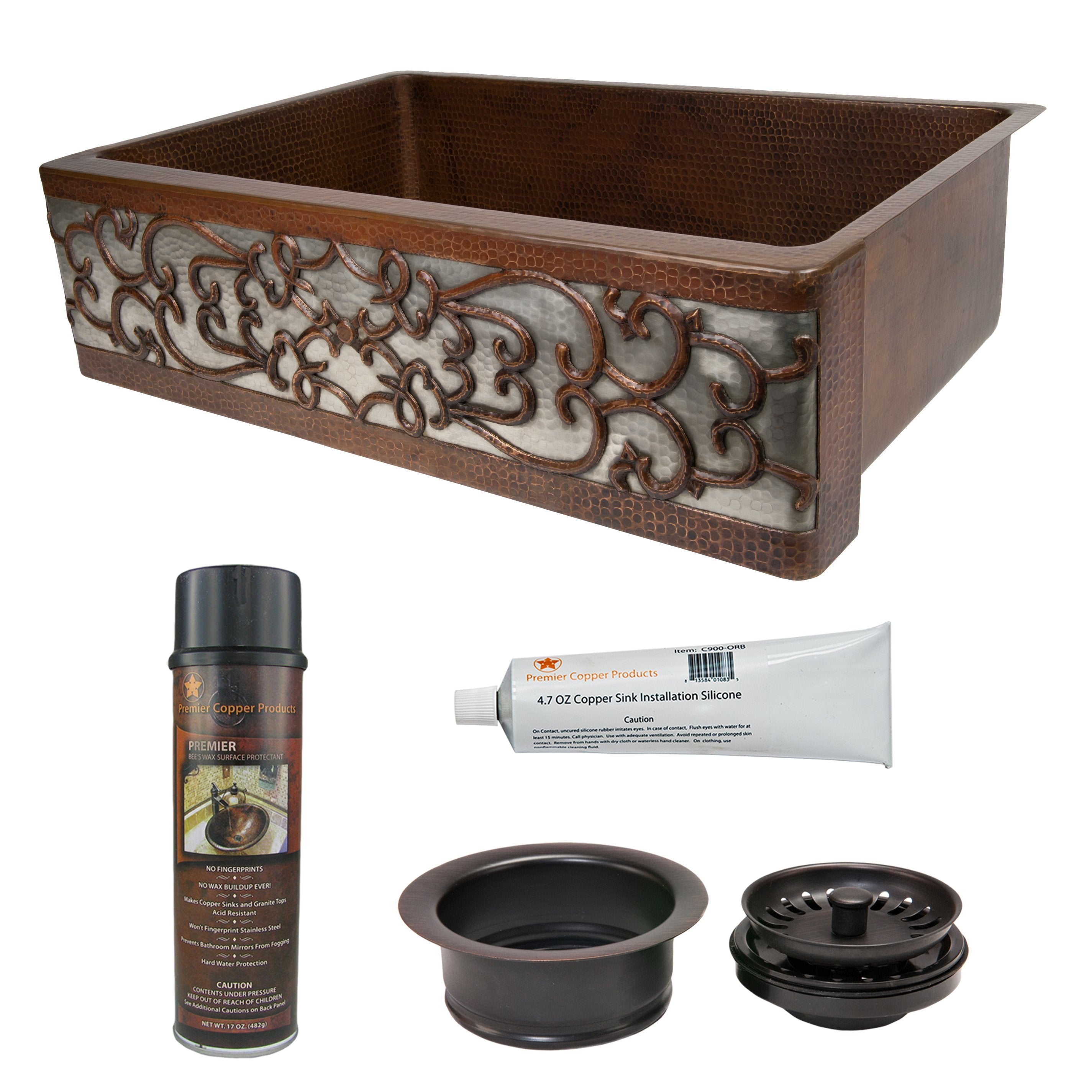 Premier Copper Products - KSP3_KASDB33229S-NB Kitchen Sink and Drain Package-DirectSinks