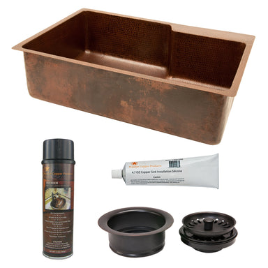 Premier Copper Products - KSP3_KSFDB33229 Kitchen Sink and Drain Package-DirectSinks
