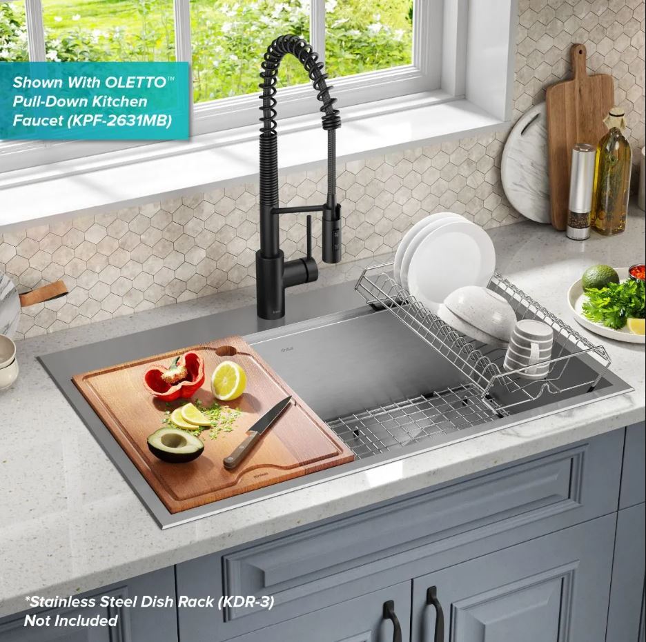 33x22In Drop In Kitchen Sink Workstation- Stainless Steel 33x22In Drop In Kitchen Sink Workstation- Stainless Steel