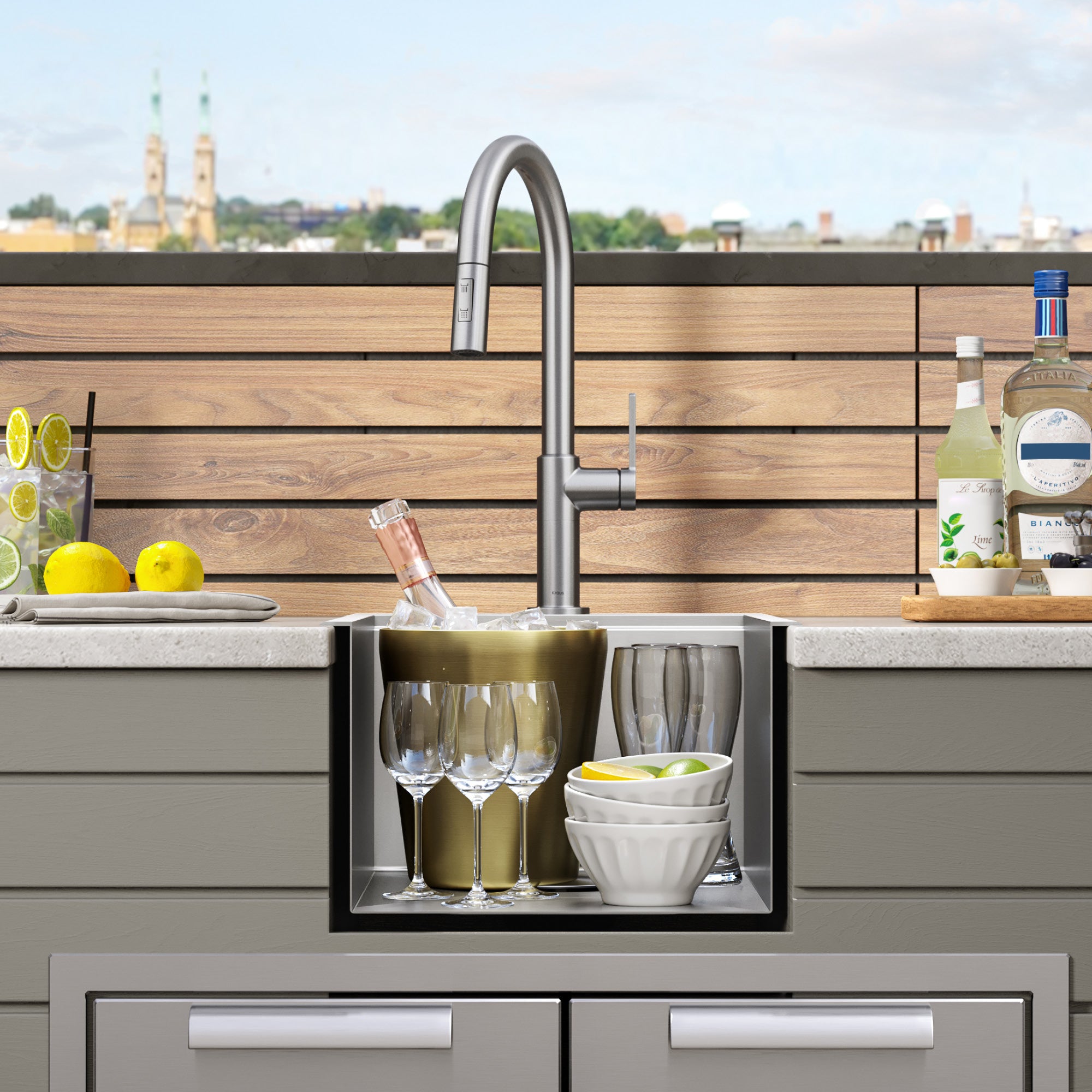Kraus KWT311-15 15 Workstation Kitchen Bar Sink With Accessories