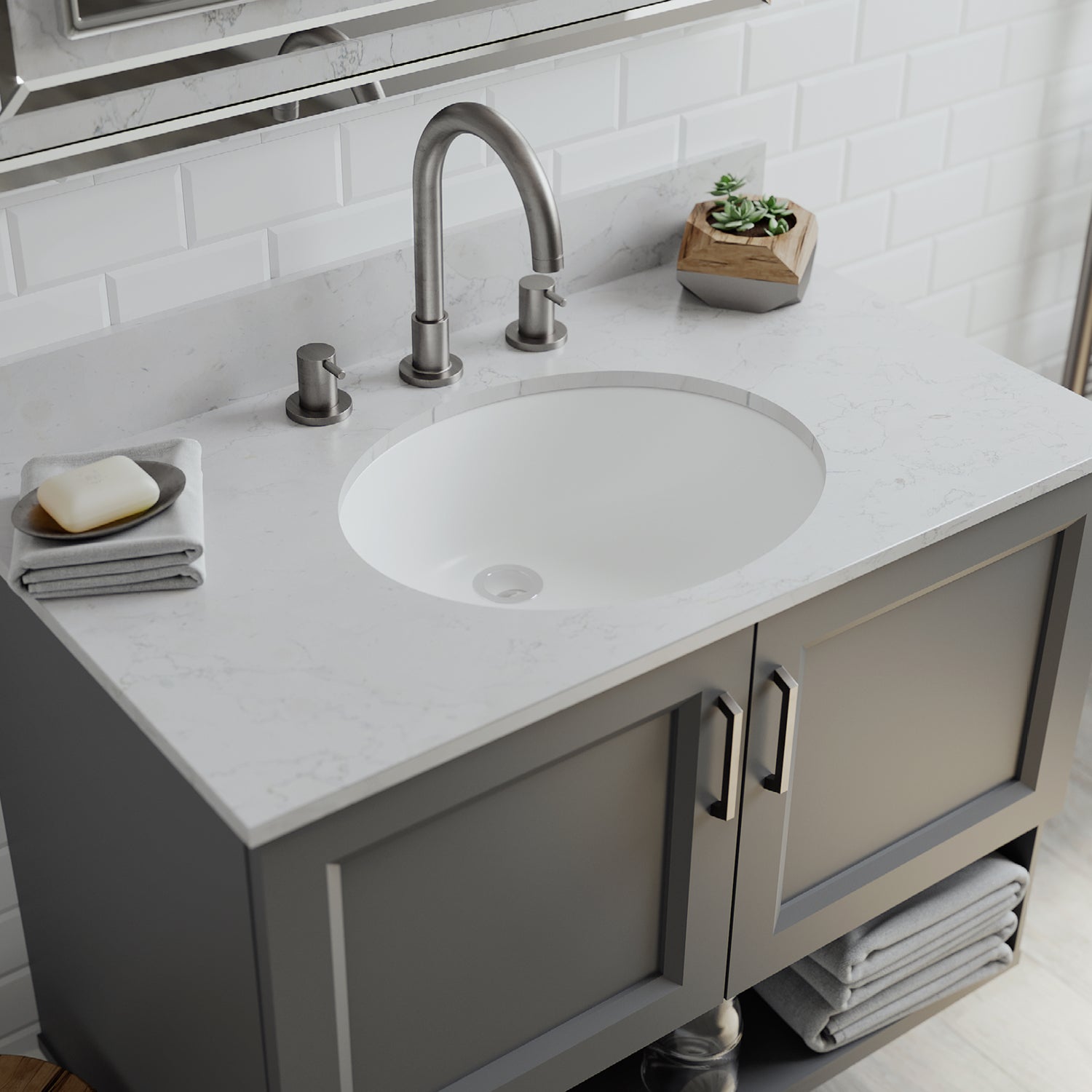 Lexicon Platinum V210 Quartz Composite Oval Vanity Sink