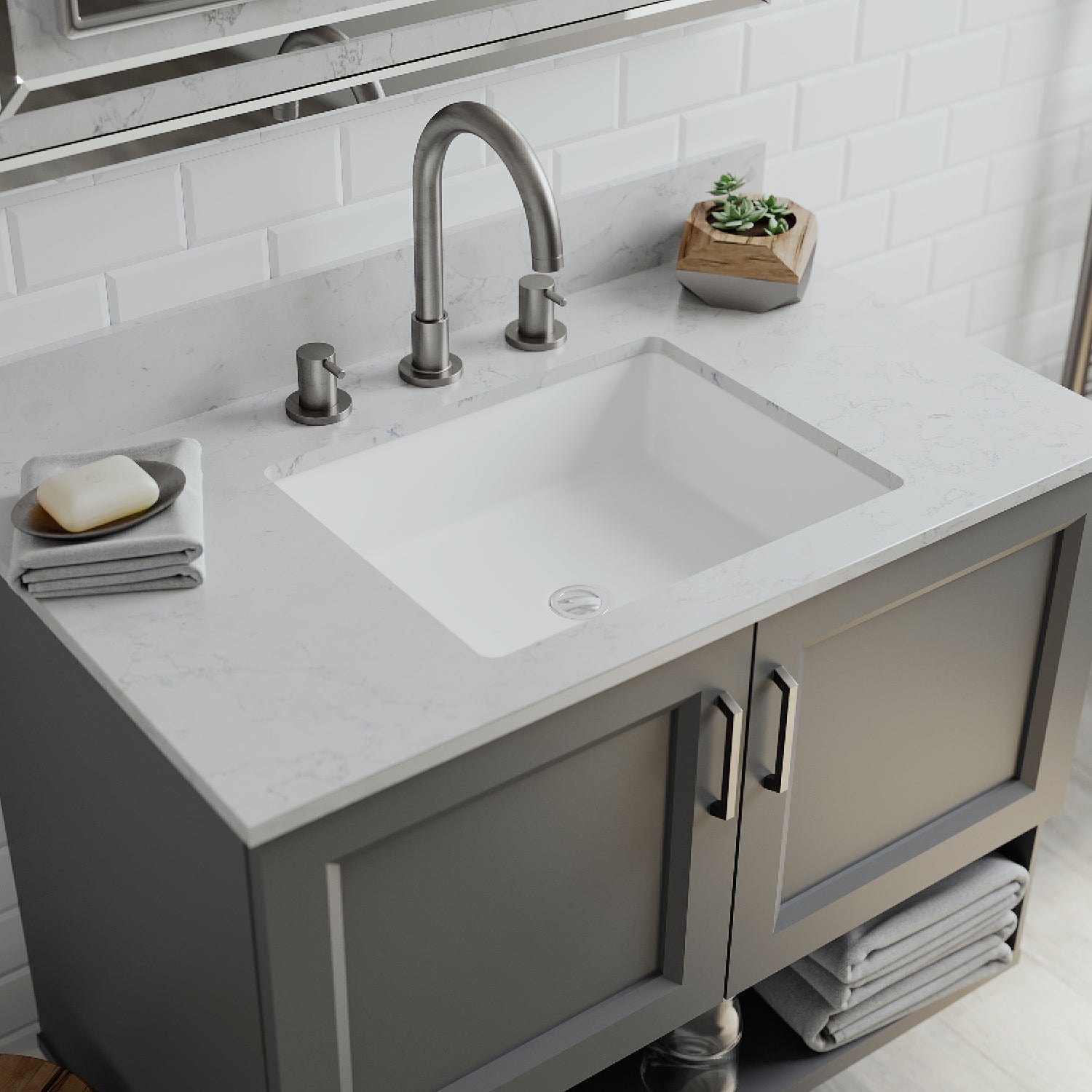 Lexicon Platinum V330 Quartz Composite Rectangle Vanity Sink