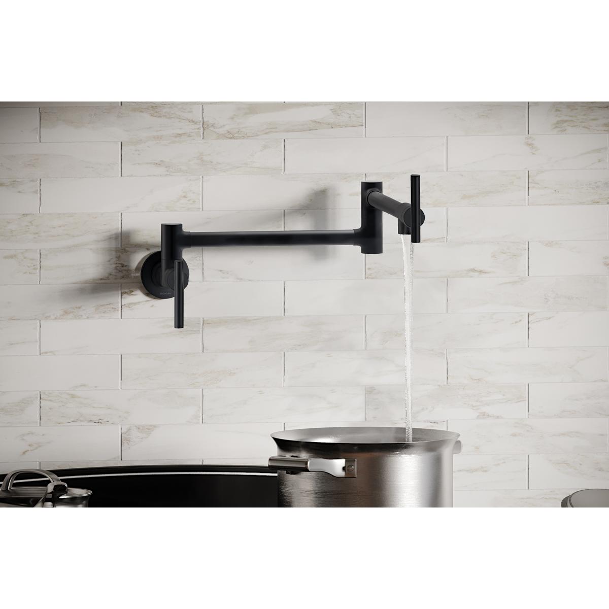 Elkay Avado Wall Mount Single Hole Pot Filler Kitchen Faucet with Lever Handles