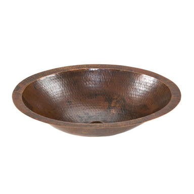 Premier Copper Products Small Oval Under Counter Hammered Copper Sink-DirectSinks