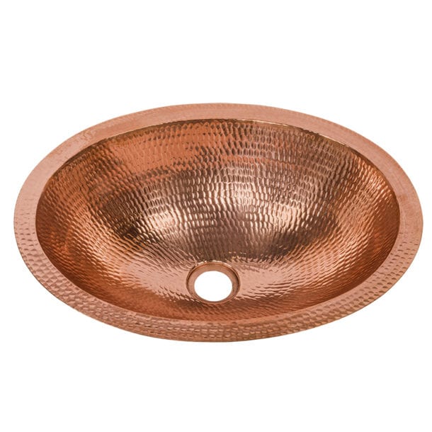 Premier Copper Products 17" Oval Under Counter Hammered Copper Bathroom Sink
