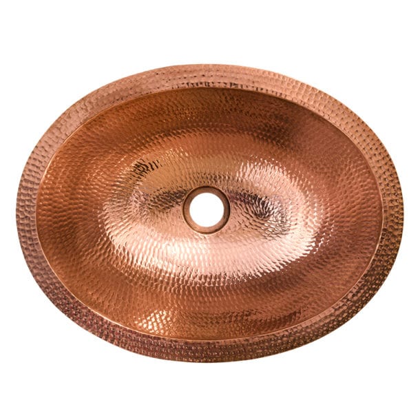 Premier Copper Products 17" Oval Under Counter Hammered Copper Bathroom Sink