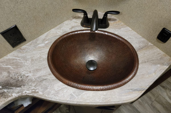 Premier Copper Products Small Oval Self Rimming Hammered Copper Sink