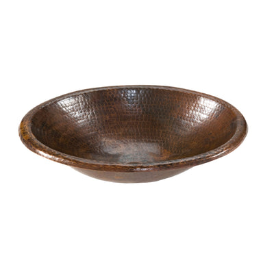 Premier Copper Products Small Oval Self Rimming Hammered Copper Sink-DirectSinks