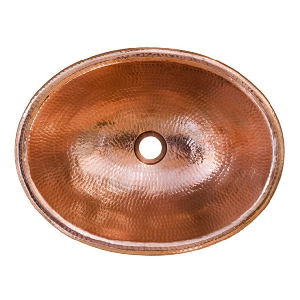 Premier Copper Products 17" Oval Self Rimming Hammered Copper Bathroom Sink