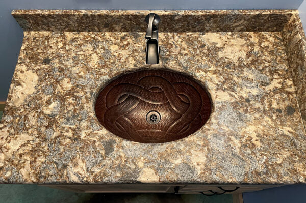 Premier Copper Products Oval Braid Under Counter Hammered Copper Sink