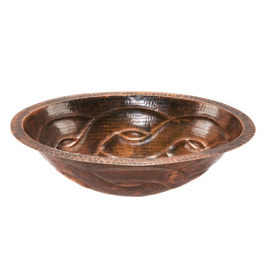 Premier Copper Products Oval Braid Under Counter Hammered Copper Sink-DirectSinks