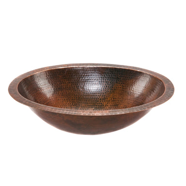 Premier Copper Products Oval Under Counter Hammered Copper Bathroom Sink-DirectSinks
