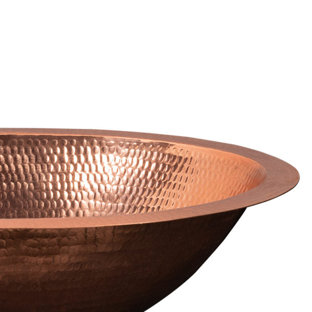 Premier Copper Products 19" Oval Under Counter Hammered Copper Bathroom Sink in Polished Copper