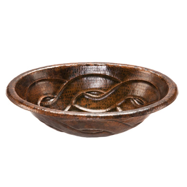 Premier Copper Products Oval Braid Self Rimming Hammered Copper Sink-DirectSinks