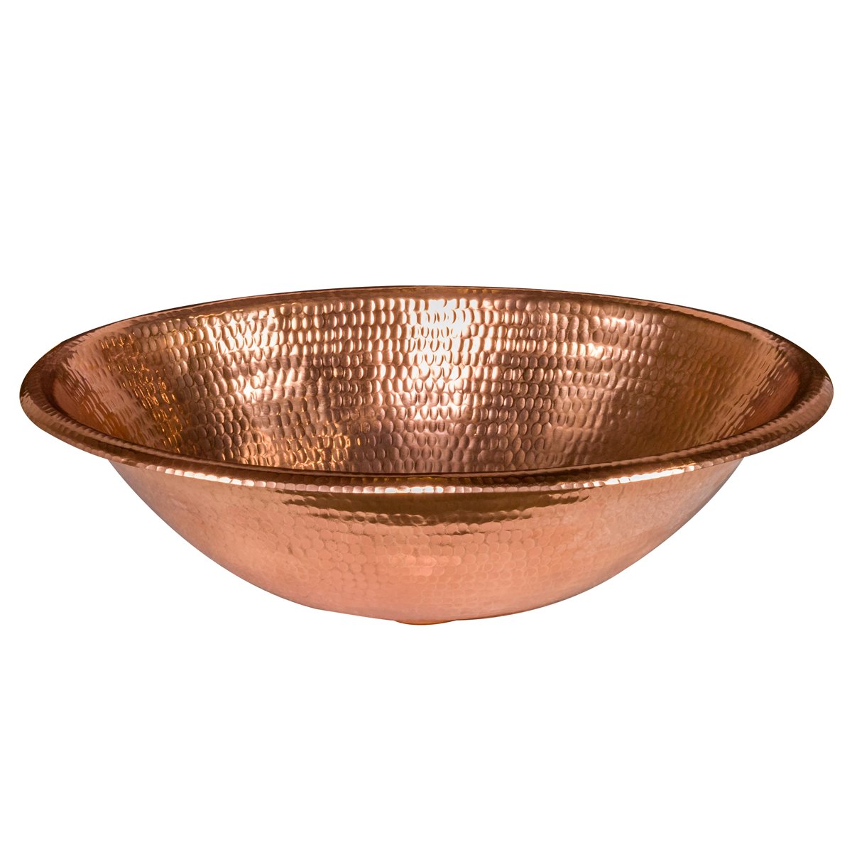 Premier Copper Products 19" Oval Self Rimming Hammered Copper Bathroom Sink in Polished Copper-DirectSinks