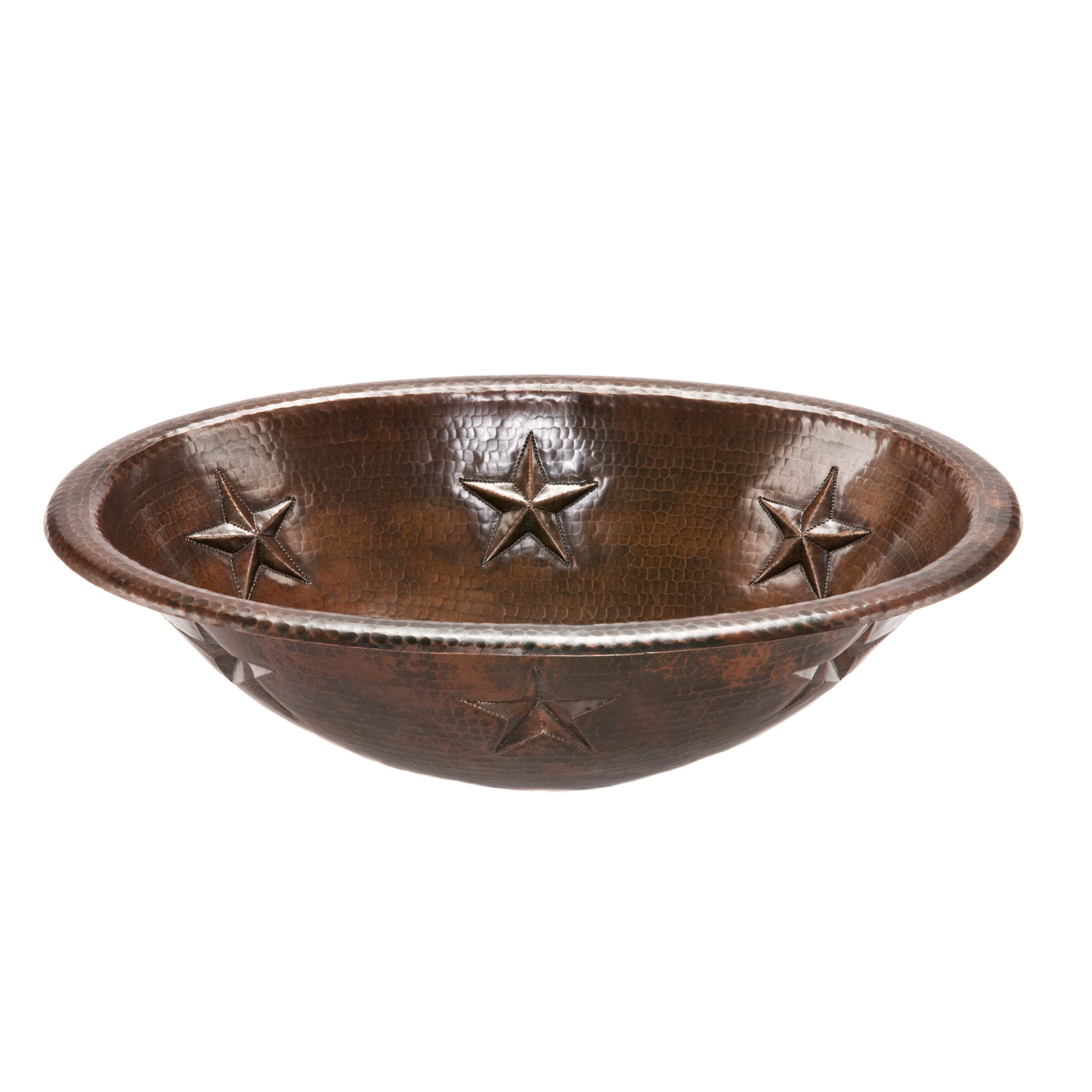 Premier Copper Products Oval Star Self Rimming Hammered Copper Sink-DirectSinks