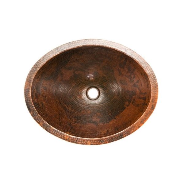 Premier Copper Products Master Bath Oval Under Counter Hammered Copper Bathroom Sink