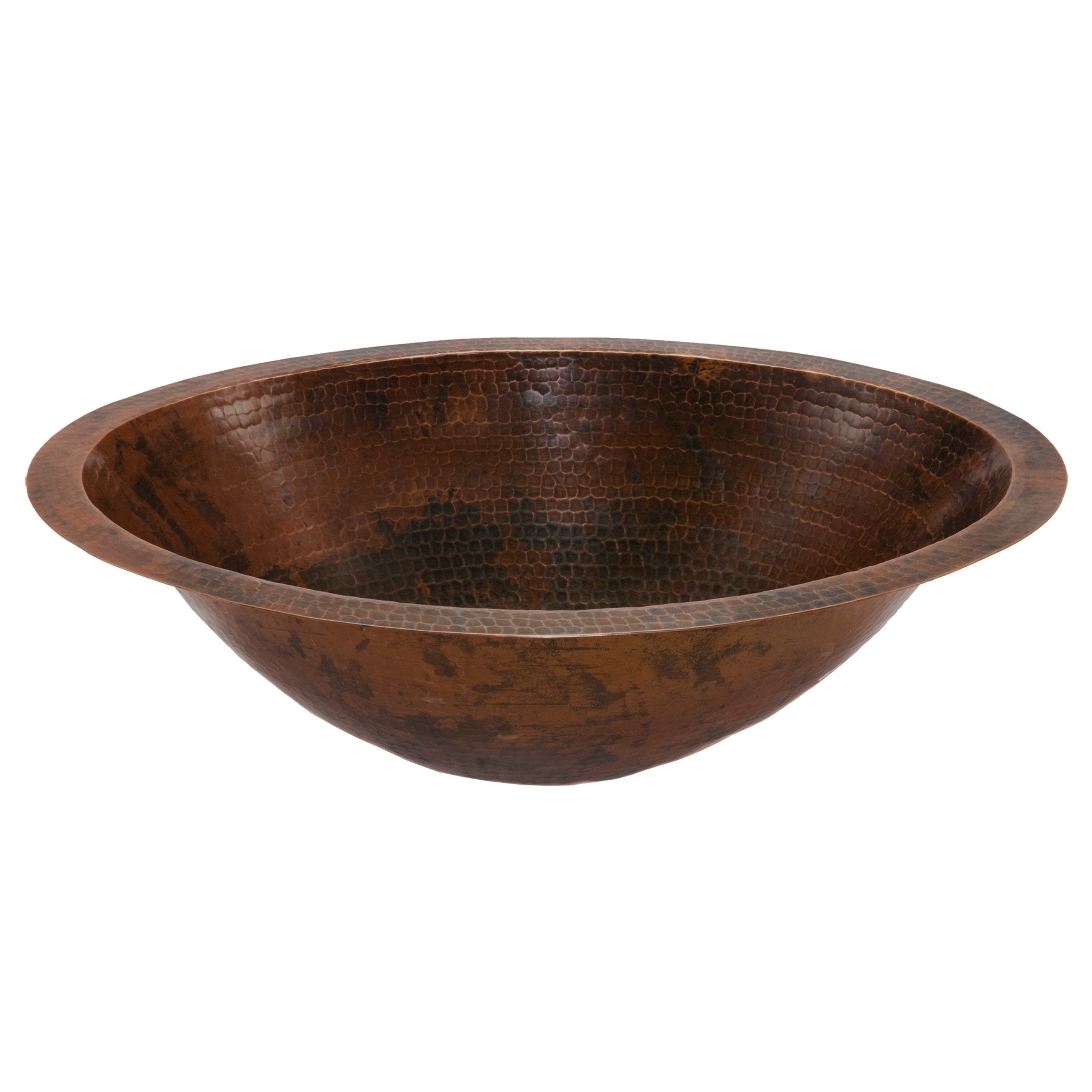 Premier Copper Products Master Bath Oval Under Counter Hammered Copper Bathroom Sink-DirectSinks