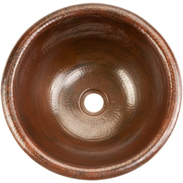 Premier Copper Products 14" Round Self Rimming Hammered Copper Sink
