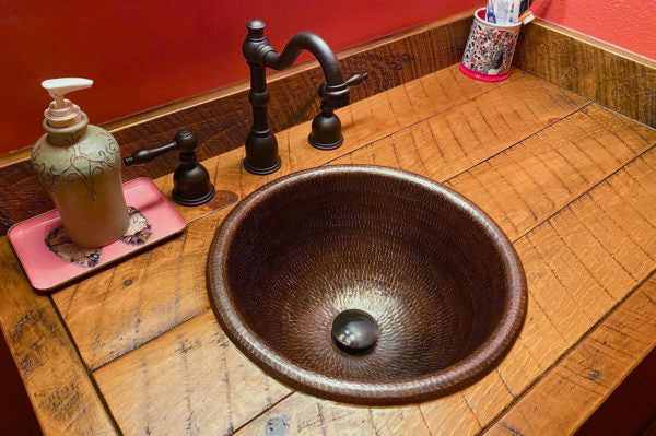 Premier Copper Products 14" Round Self Rimming Hammered Copper Sink