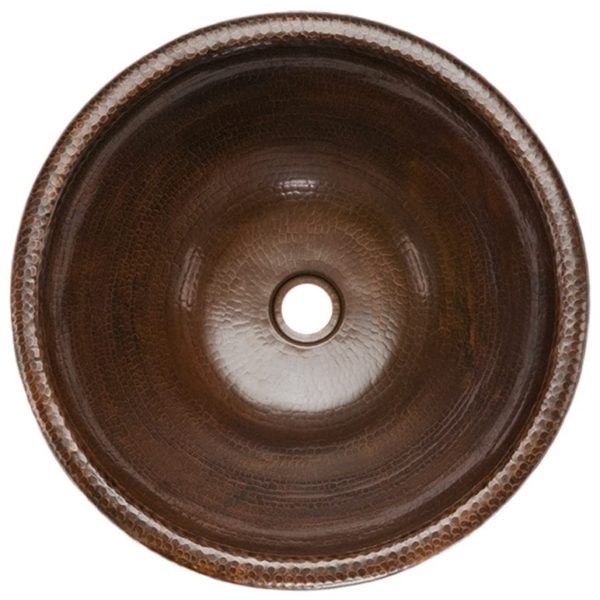 Premier Copper Products Round Self Rimming Hammered Copper Sink