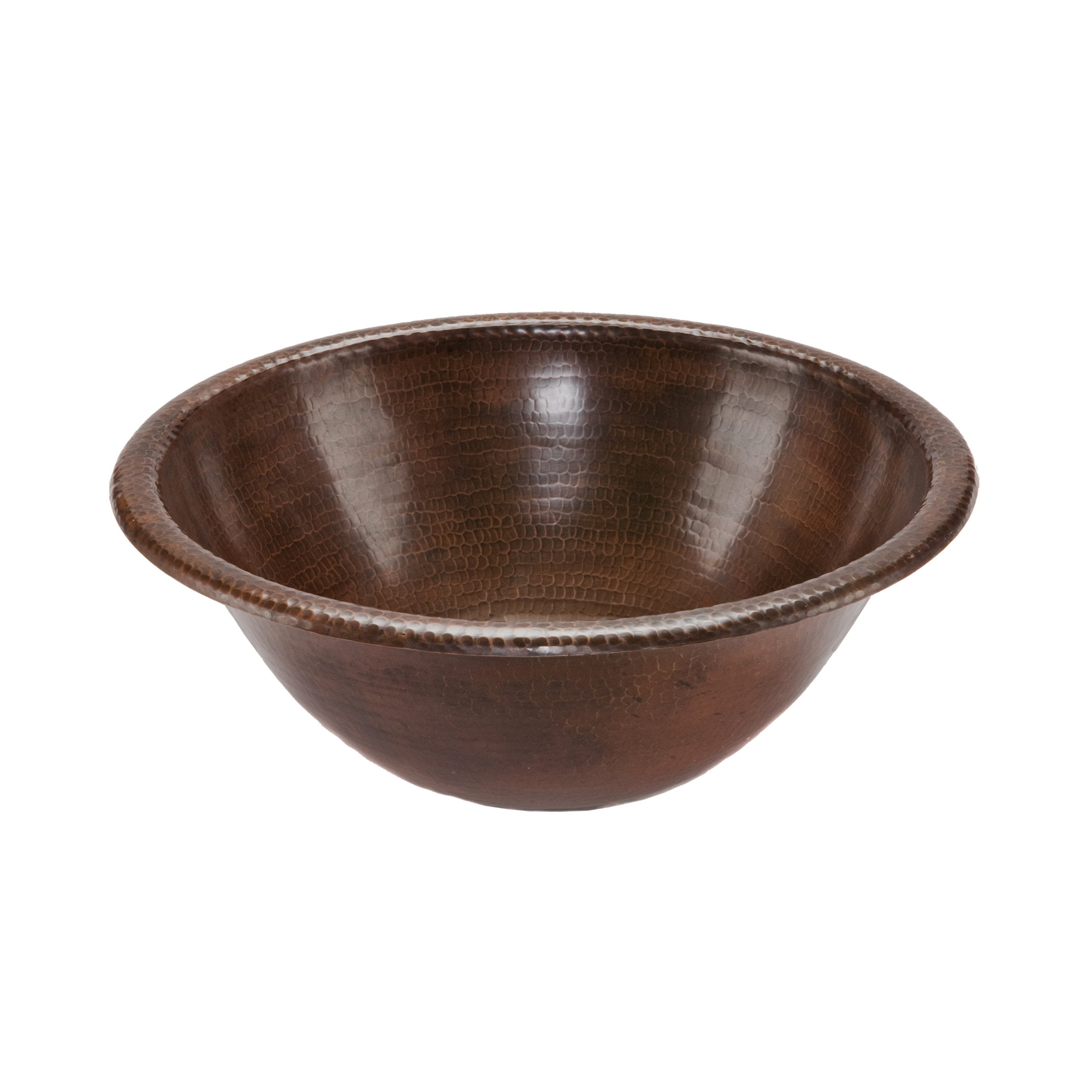 Premier Copper Products Round Self Rimming Hammered Copper Sink-DirectSinks