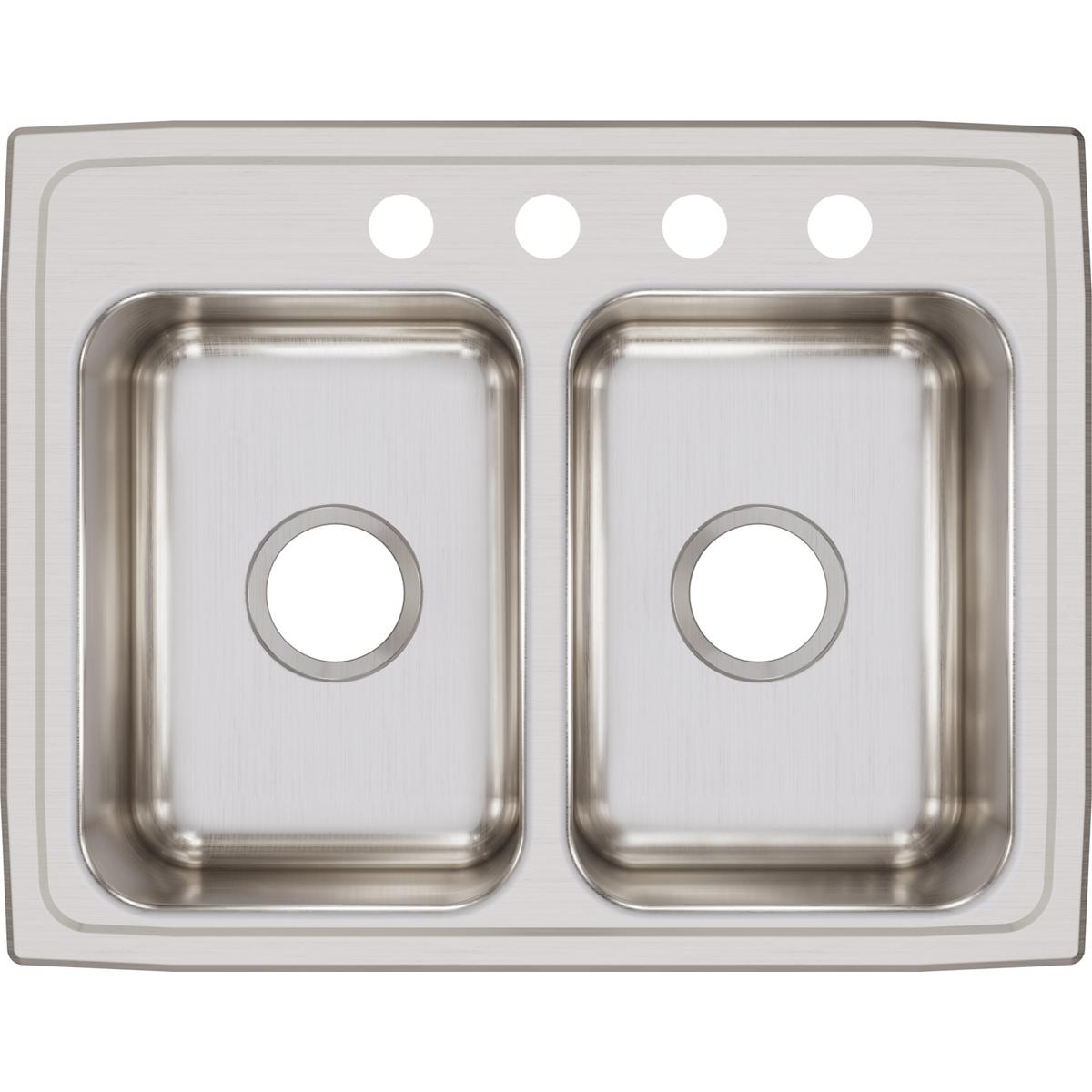 Elkay Lustertone Classic 25" x 19-1/2" x 7-5/8" Equal Double Bowl Stainless Steel Drop-in Sink