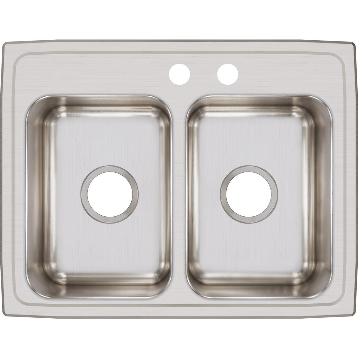 Elkay Lustertone Classic 25" x 19-1/2" x 7-5/8" Equal Double Bowl Drop-in Stainless Steel Sink