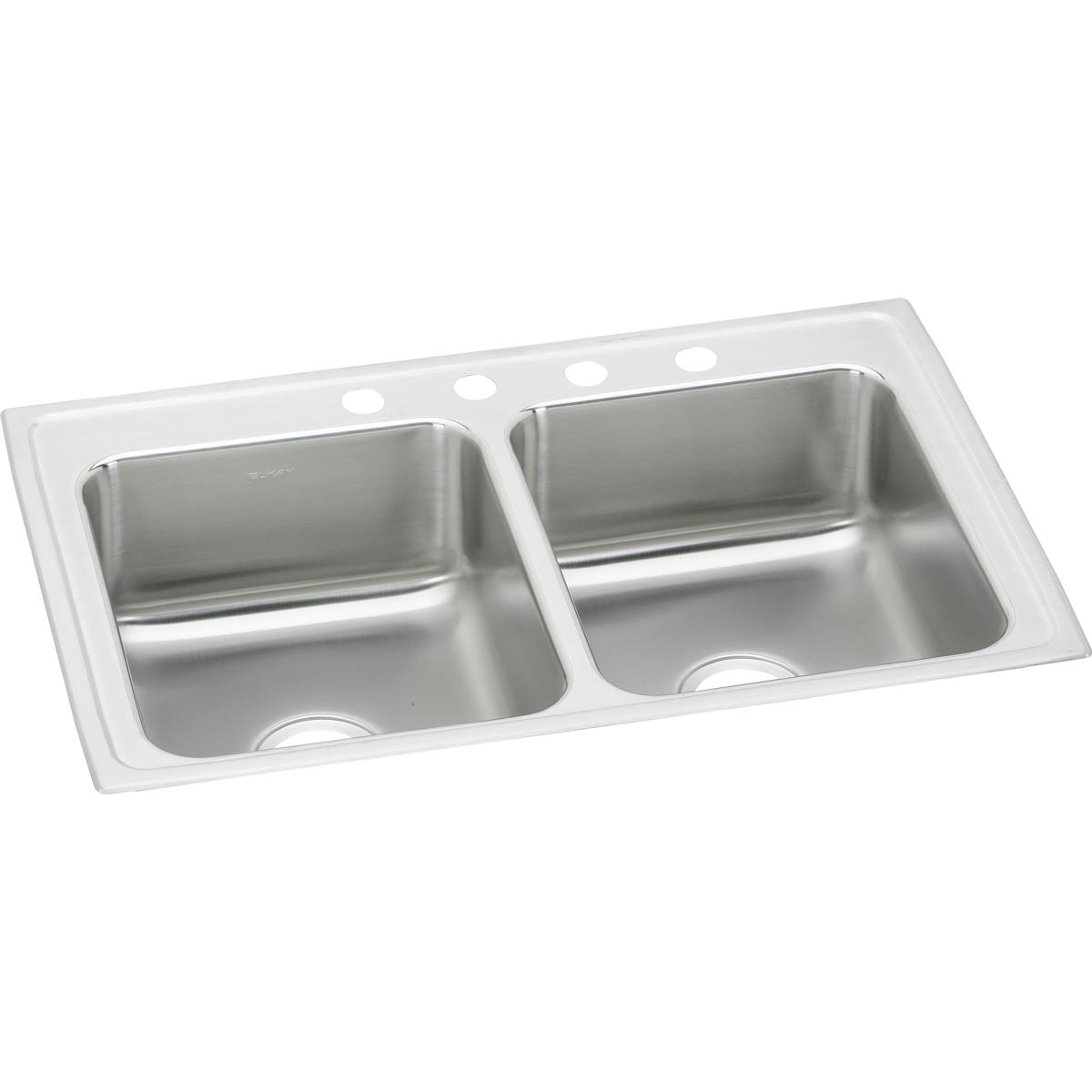 Elkay Lustertone Classic 43" x 22" x 7-5/8" Equal Double Bowl Stainless Steel Drop-in Sink