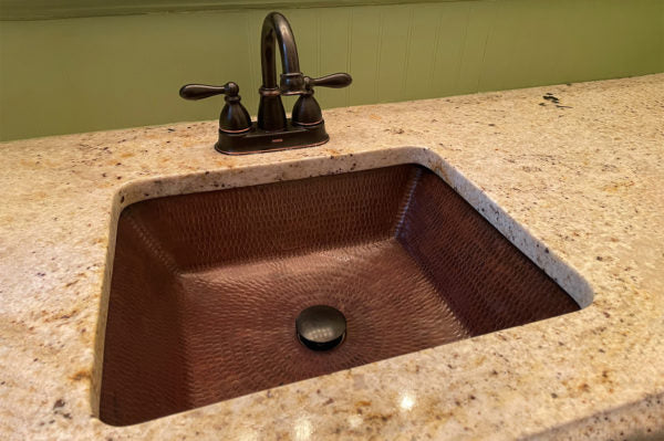 Premier Copper Products Rectangle Under Counter Hammered Copper Bathroom Sink