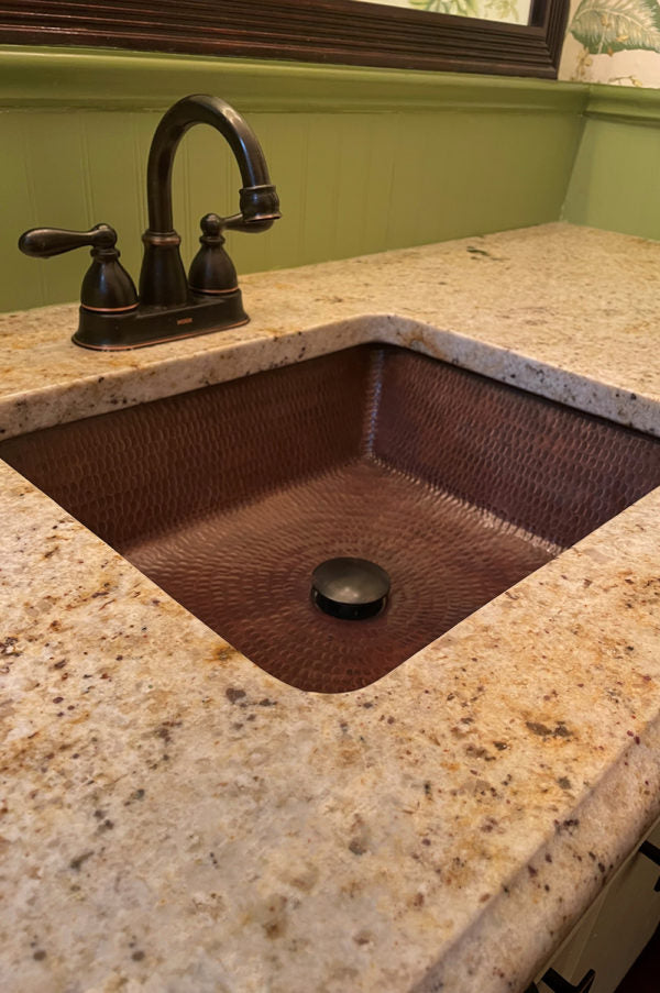 Premier Copper Products Rectangle Under Counter Hammered Copper Bathroom Sink