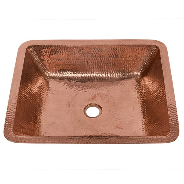 Premier Copper Products 19" Rectangle Under Counter Hammered Copper Bathroom Sink