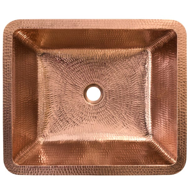 Premier Copper Products 19" Rectangle Under Counter Hammered Copper Bathroom Sink