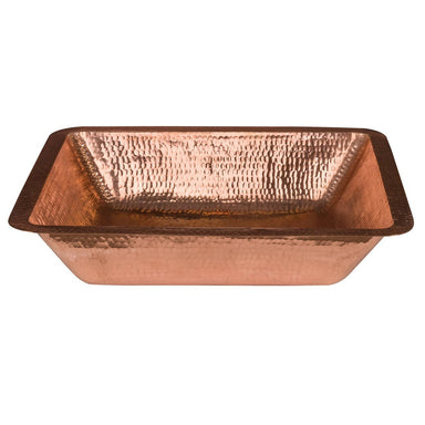 Premier Copper Products 19" Rectangle Under Counter Hammered Copper Bathroom Sink-DirectSinks