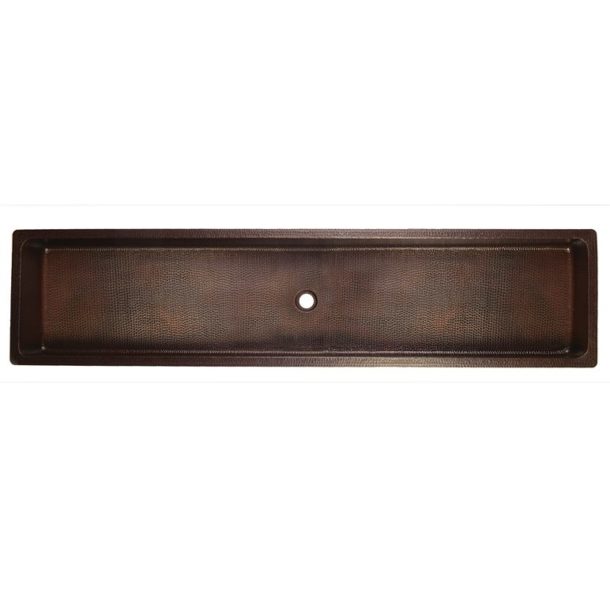 Premier Copper Products 60" Rectangle Under Counter Hammered Copper Bathroom Sink