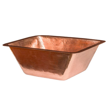 Premier Copper Products 17" Rectangle Under Counter Hammered Copper Bathroom Sink-DirectSinks