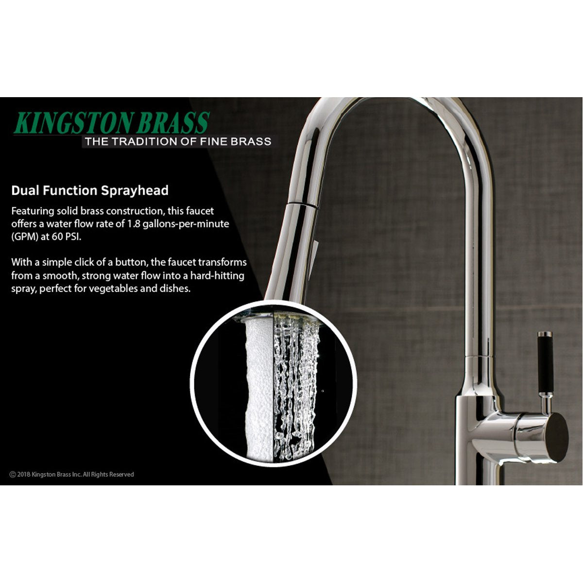 Kingston Brass Gourmetier Kaiser Single-Handle Pull-Down Kitchen Faucet