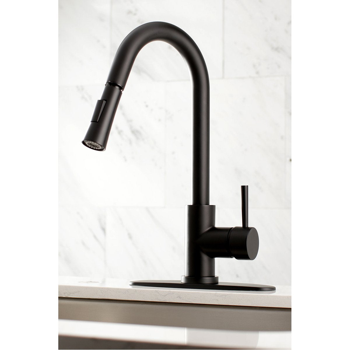Kingston Brass Gourmetier Concord Single-Handle Kitchen Faucet with Pull-Down Sprayer