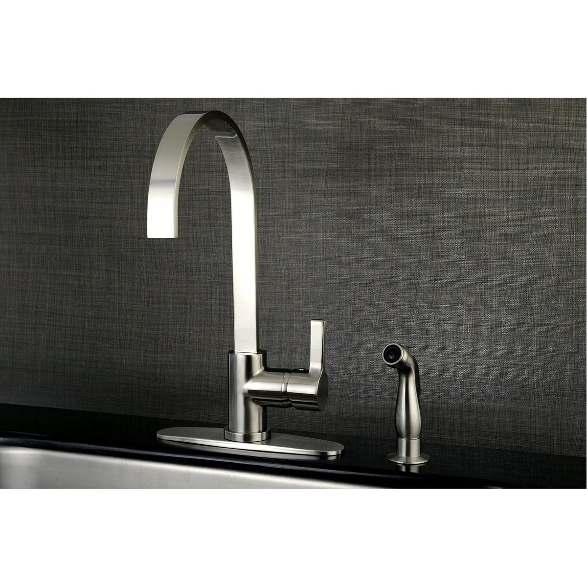 Kingston Brass Gourmetier Continental Single-Handle Kitchen Faucet with Side Sprayer