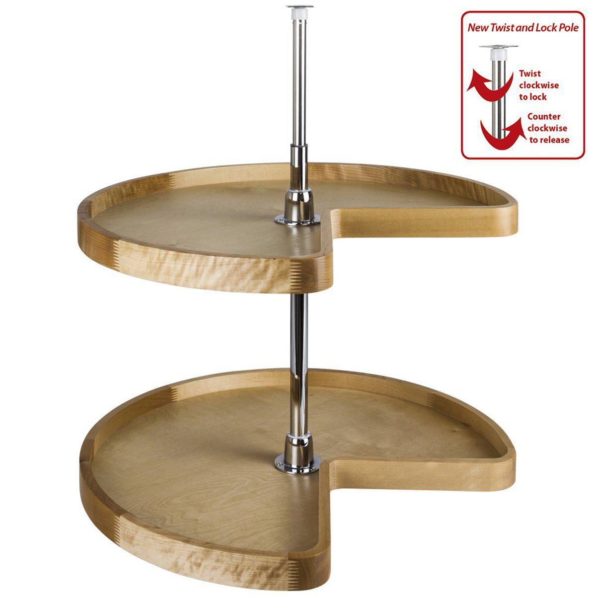Hardware Resources Kidney Wood Lazy Susan Set with Twist and Lock