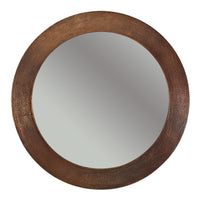 34" Hand Hammered Round Copper Mirror
