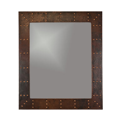 Premier Copper Products 36" Hand Hammered Rectangle Copper Mirror with Hand Forged Rivets-DirectSinks