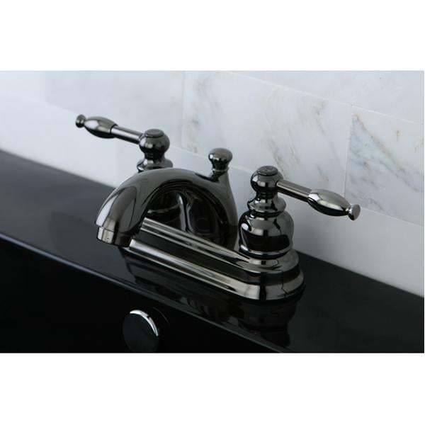 Kingston Brass NB2600KL Water Onyx 4 inch Centerset Lavatory Faucet with ABS/Brass Pop up Drain in Black Nickel-Bathroom Faucets-Free Shipping-Directsinks.