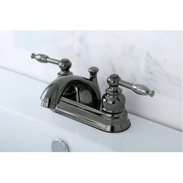 Kingston Brass NB2600KL Water Onyx 4 inch Centerset Lavatory Faucet with ABS/Brass Pop up Drain in Black Nickel-Bathroom Faucets-Free Shipping-Directsinks.