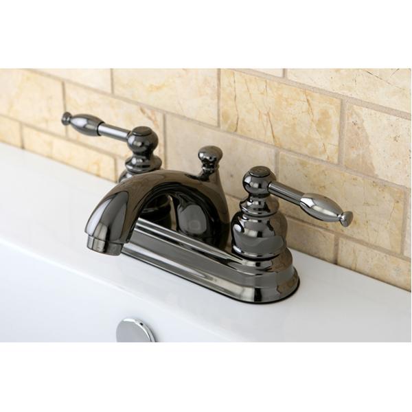 Kingston Brass NB2600KL Water Onyx 4 inch Centerset Lavatory Faucet with ABS/Brass Pop up Drain in Black Nickel-Bathroom Faucets-Free Shipping-Directsinks.