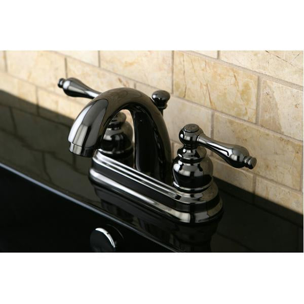 Kingston Brass NB5610AL Water Onyx 4 inch Centerset Lavatory Faucet with ABS/Brass Pop up Drain in Black Nickel-Bathroom Faucets-Free Shipping-Directsinks.