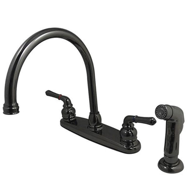 Kingston Brass NB790SP Water Onyx Two Handle Centerset Kitchen Faucet and Matching Side Sprayer in Black Nickel-Kitchen Faucets-Free Shipping-Directsinks.