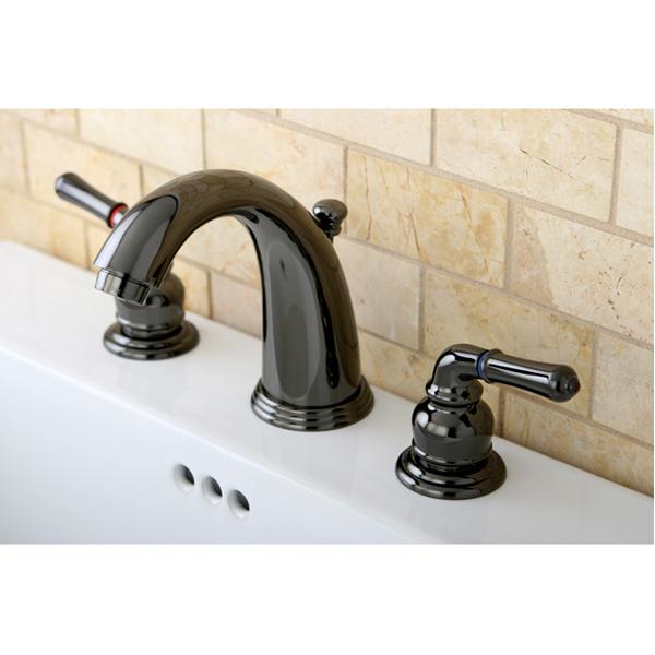Kingston Brass NB980 Water Onyx Two Handle Widespread Lavatory Drain in Black Nickel-Bathroom Faucets-Free Shipping-Directsinks.