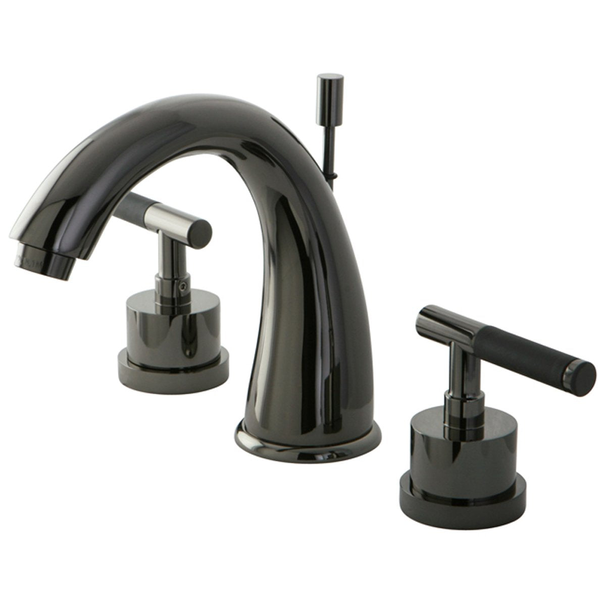 Kingston Brass NS2960DKL Water Onyx Widespread Lavatory Faucet with Lever Handles and Brass Pop up Drain in Black Nickel-Bathroom Faucets-Free Shipping-Directsinks.