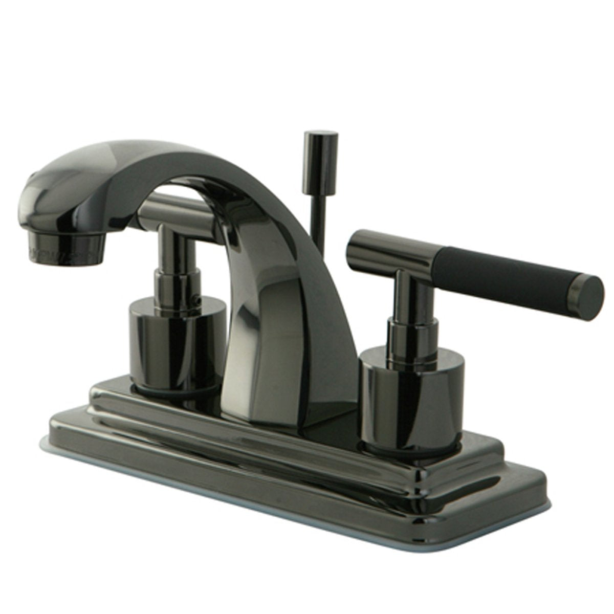 Kingston Brass NS4640DKL Water Onyx 4 Inch Centerset Lavatory Faucet with Brass Pop up Drain in Black Nickel-Bathroom Faucets-Free Shipping-Directsinks.